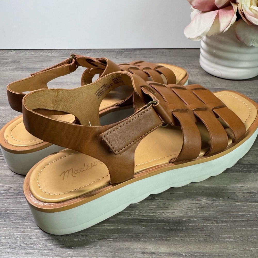 Madewell Fisherman Flatform English Saddle Leather Sandals Womens 10 $128 - Picture 4 of 9